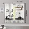 Vikama Retro Kitchen Utensil Curtain Black White Wood Grain Pattern Home Window Decor Panels Room Darkening Polyester Ideal For Cooking Area