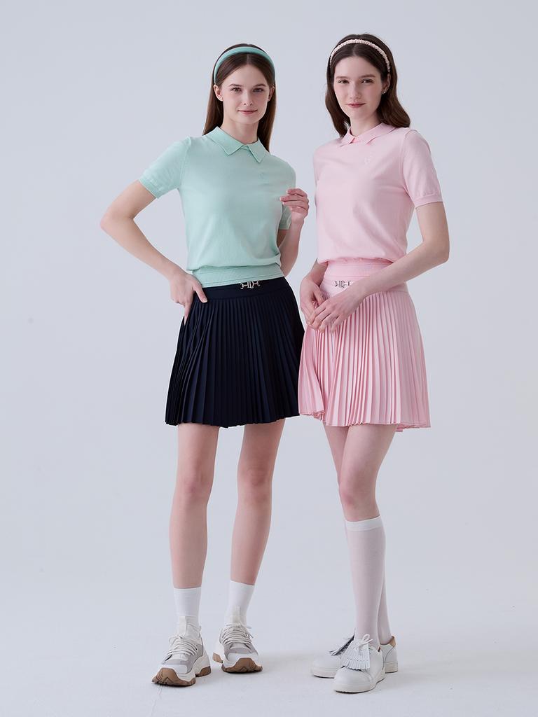 Road Roar Metal Logo A-Line Pleated Skirt Navy