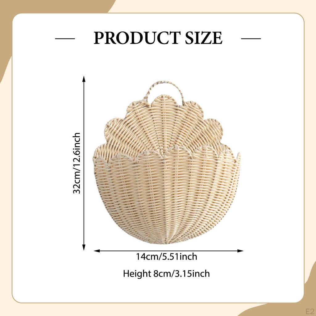 Wall Hanging Basket Storage Imitation Rattan Bedroom Multifunctional Flowers