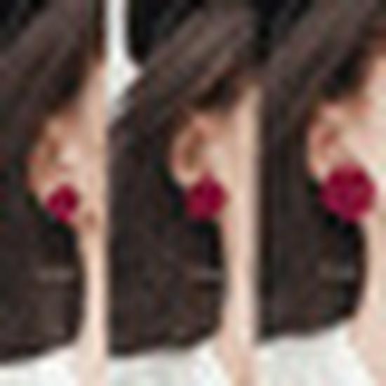 2023 Retro Red Flock Rose Stud Earrings – Elegant Autumn/Winter Flower Accessories for Women