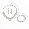 Lace Circle Rhinestone Women's Silver Necklace Earrings Bracelet Ring Four-piece Wedding Photography