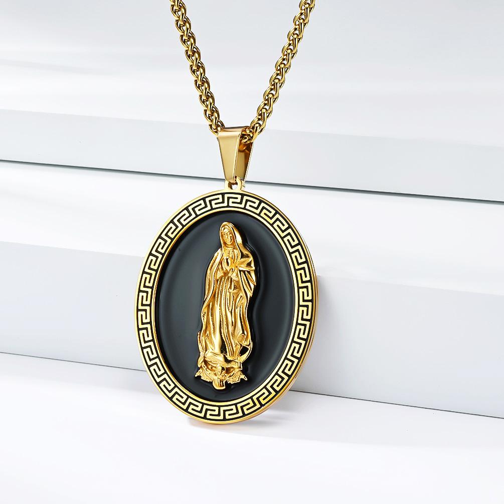 Literary and Retro Portrait Pendant Men's Street Trend Gold-plated Niche High-end Titanium Steel Pendant