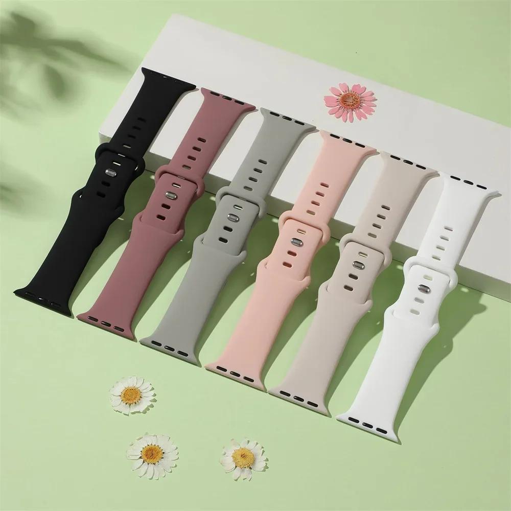 Sport Straps For Apple Watch Band 44mm 40mm 49mm 45mm 41mm 38/42mm Correa Silicone Bracelet iWatch Ultra 2 Series 9 8 7 6 5 3 SE