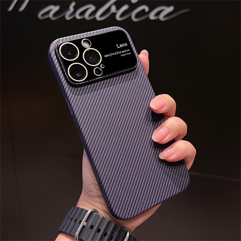 Luxusní velký ochranný kryt fotoaparátu z uhlíkových vláken pro iPhone 11 12 13 14 Pro Max Matte PC Hard Shockproof Cover
