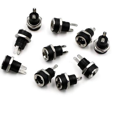 10-pack DC Power Socket Female Panel Mount Connector 5.5 Mm 2.1 Mm Plug Adapter 2 Terminal Types