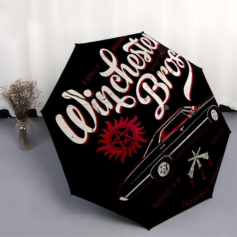 1pc Supernatural Automatic Opening/Closing Umbrella with Convenient Three-Fold Design, 8 Iron Ribs - for Outdoor Daily UseA30
