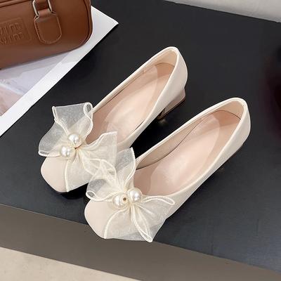 2025 New Square Head Thick Heel High Heels Large Size Fattened and Widened Fairy Style Female Single Shoes Comfortable and Not Tired Feet Versatile