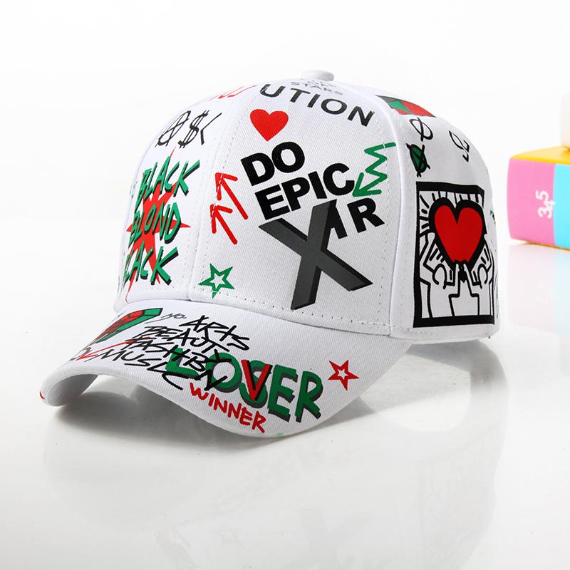 Fashion cotton Graffiti boy girl Baseball caps Children Printed snapback hat Kids Popular hip hop hat Cap hot sell
