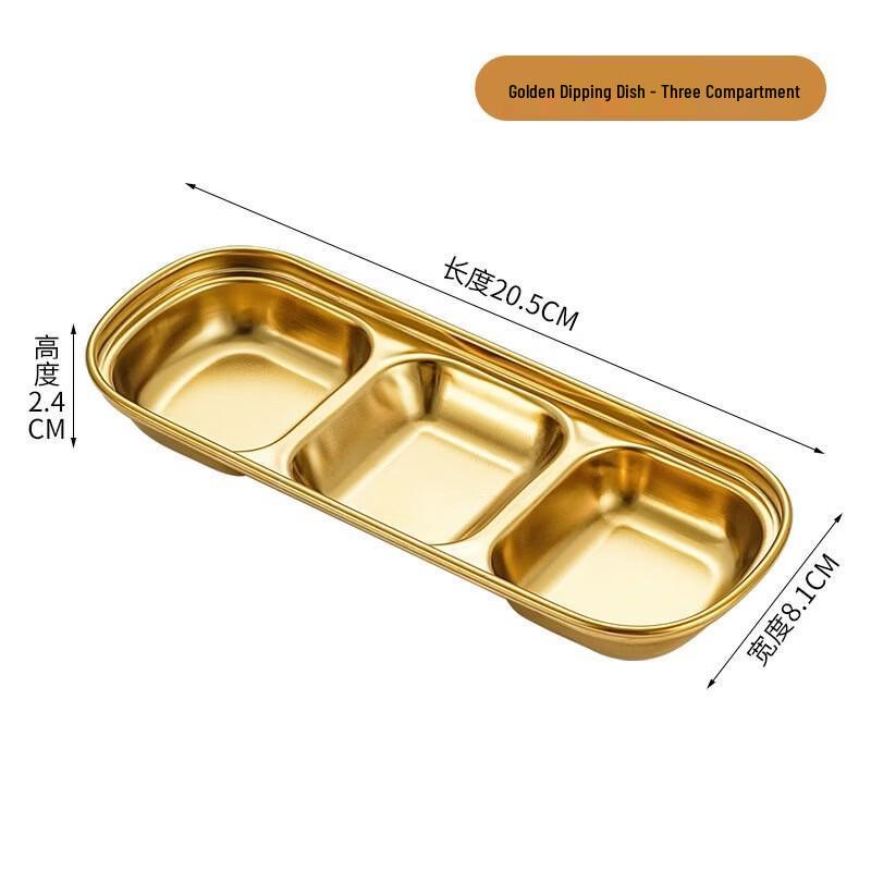 ZISIZ Korean Style 3-Compartment Square Condiment Dish