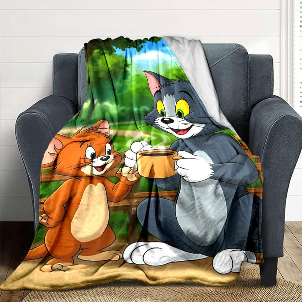 1pc Tom and Jerry Flannel Blanket - Soft Warm Throw for Home, Office, TravelL1327