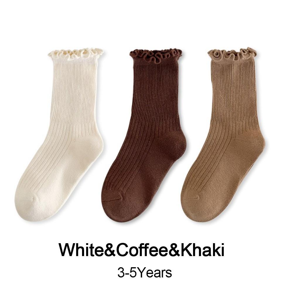

Гофрированные чулки Однотонные длинные носки Новая мода Гофрированные чулки Маленькие девочки Малыши White&Coffee&Khaki 3-5Years