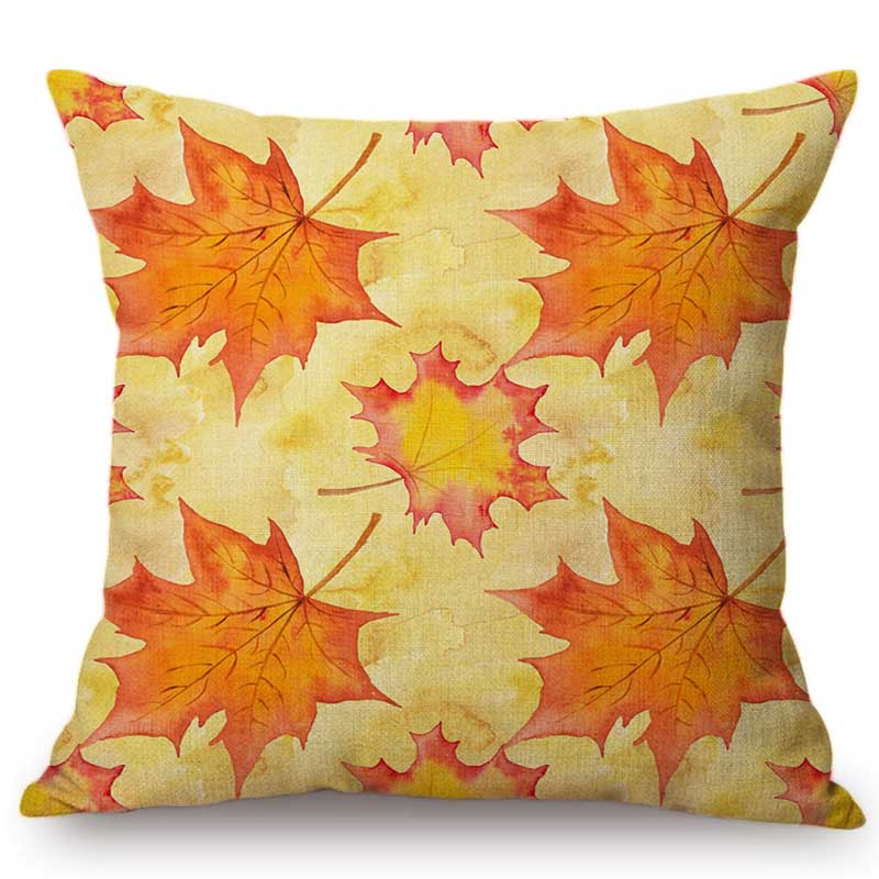 Nordic Autumn Fall Maple Leaf Hand Painting Cushion Cover Home Decoration Scenic Gold Leaves Orange Sofa Pillow Case 45X45Cm