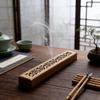 1pc Incense Burner with Laying Plate Aromatherapy Wooden Box Incense Storage Burning Hollowed Line Incense Holder