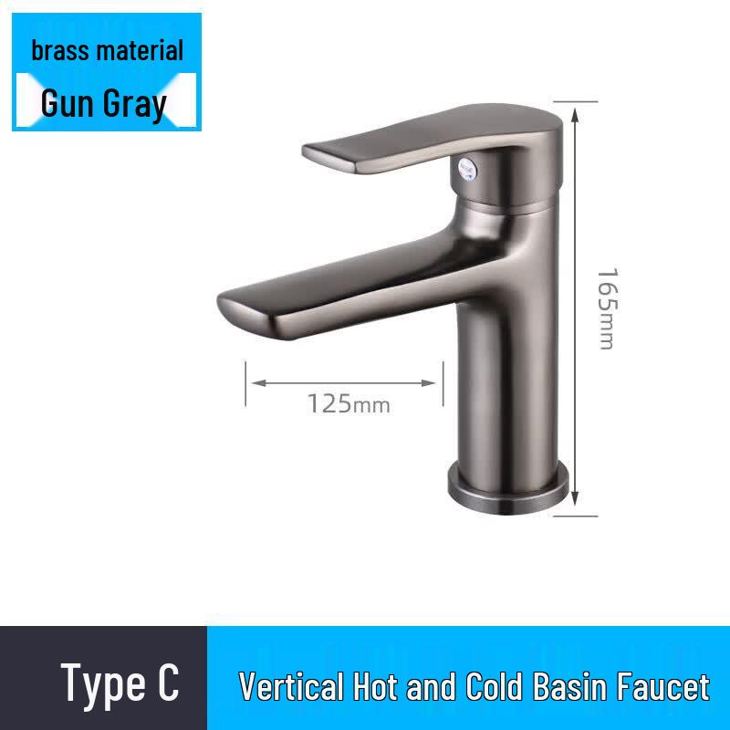 TLXT Gunmetal Grey Hot & Cold Copper Basin Faucet