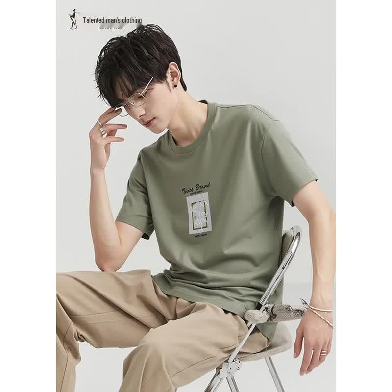 TRIES Men s Printed Round Neck Short Sleeve T-Shirt 50