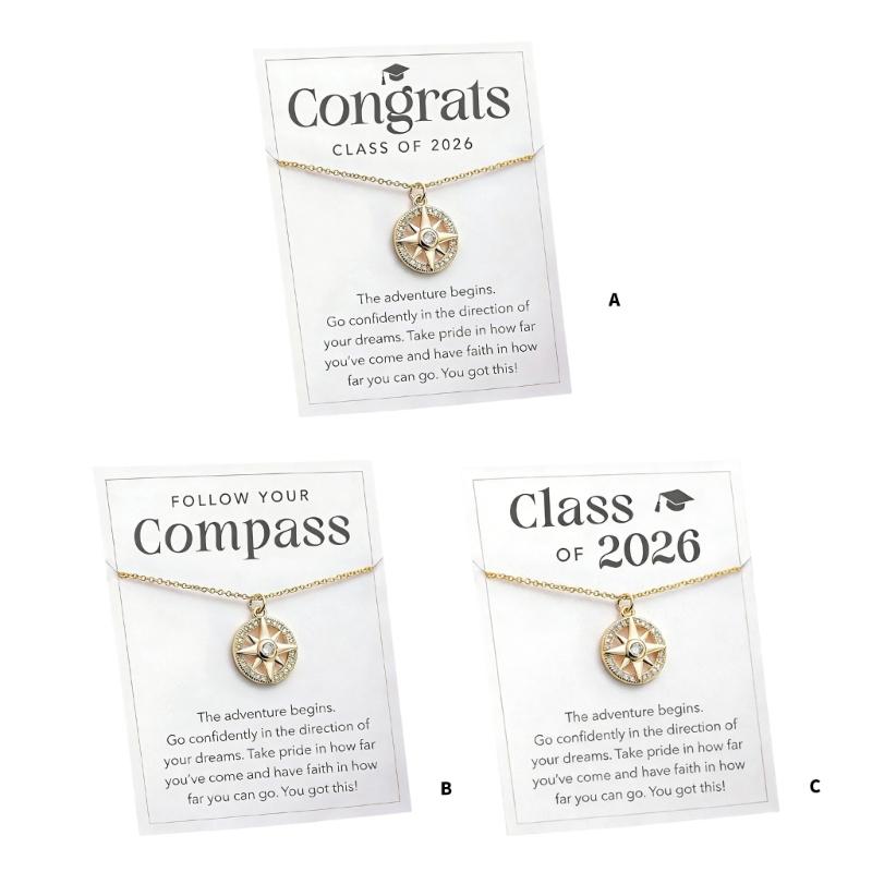 Stylish Compass Pendant Necklace In Gold Silver Rose Gold Adjustable Chain Length