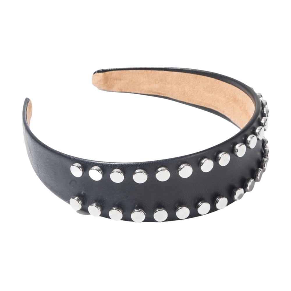 

Multi-Color Wide Brim Hair Hoop PU Leather Face Wash Headwear Cool Rivet Headband Gift чорний