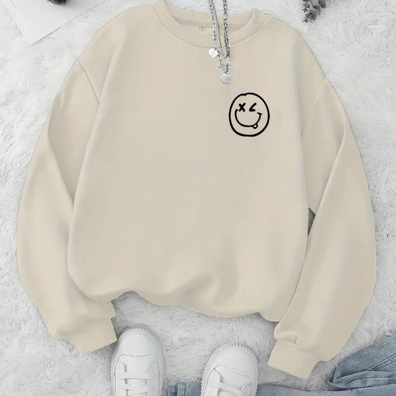 Cool Printed Women s Crew Neck Sweatshirt, Oversize S