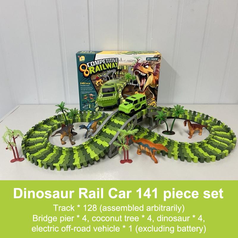 135-141Pcs Children Electric Track Toy Car Engineering Car Kids Educational Toys Track Car Train Toys For Children Birthday Gift