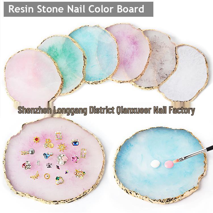 Nail Art Resin Agate Palette: Round Square Color Mixing & Display Board