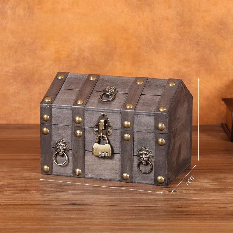 Retro Wooden Desktop Jewelry Box With Lid For Organizing And Display Decoration