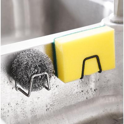 Sponge Storage Rack Stainless Steel Kitchen Supplies Sink Steel Ball Cleaning Cloth Spoon Shovel Storage Drain Rack No Drilling