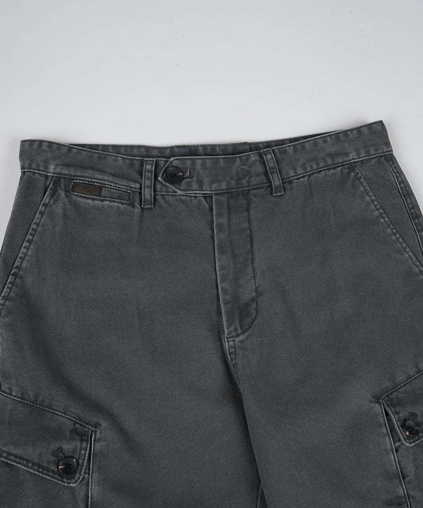 BIRBANTE Garment-Washed Cargo Chino Pants - Dark Grey