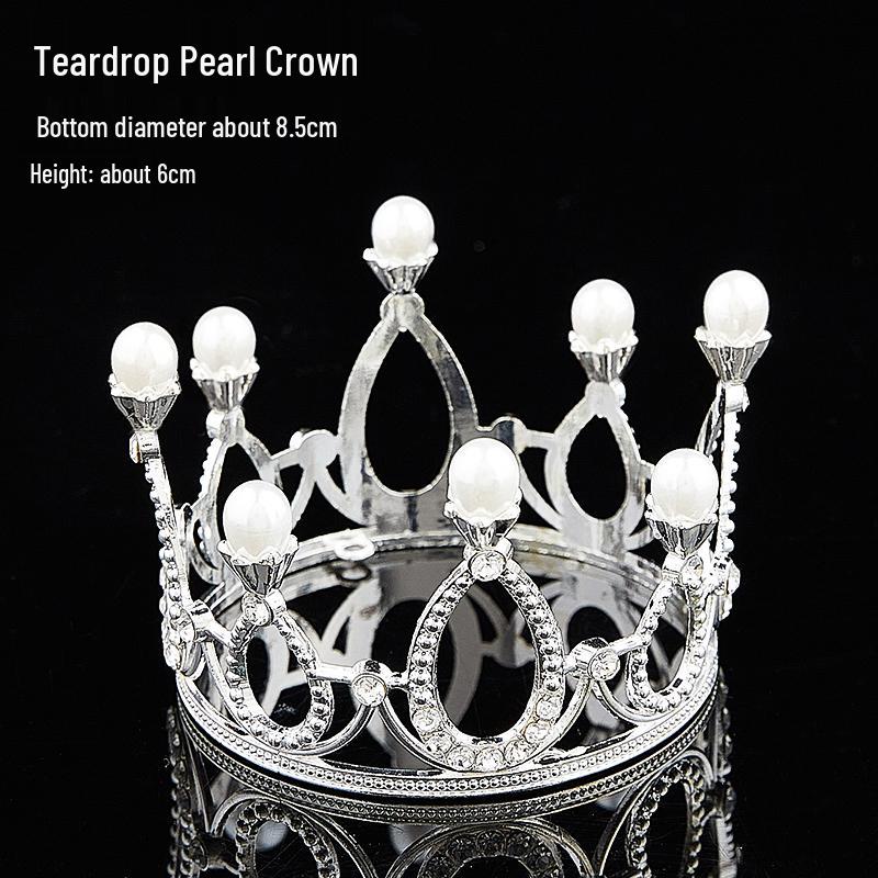 Children's Pearl Crystal Tiara Headband - Birthday Crown Cake Decoration and Adult Hair Accessory