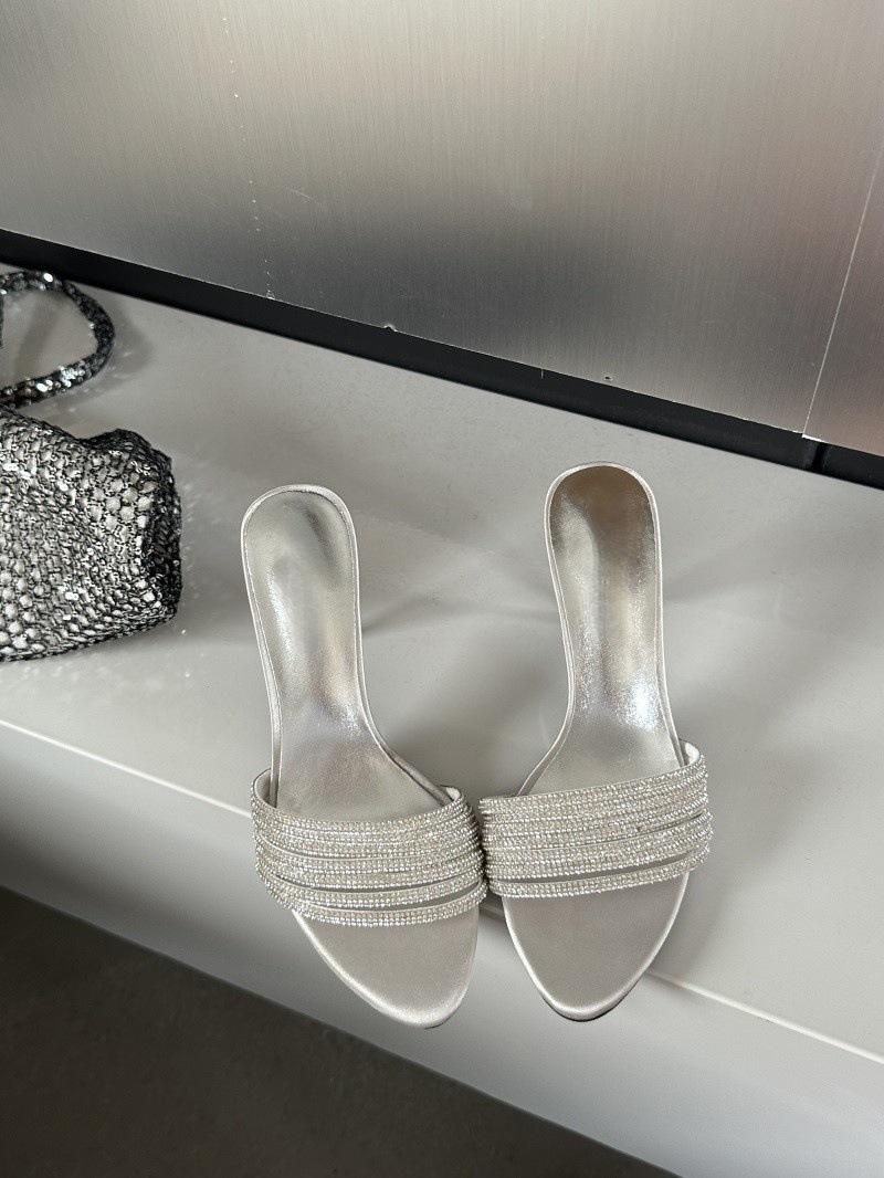 

French temperament stiletto high heels women s rhinestones with cool slippers and sexy open-toed sandals 39 серебряный