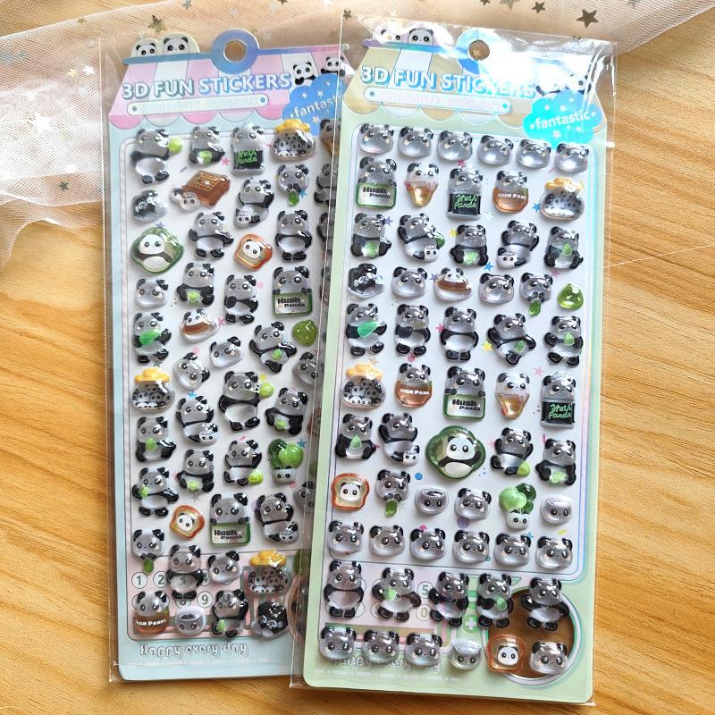 2pcs 3D Cut Kawaii Panda Relief Crystal Sticker Cute Diy Mobile Phone Decoration Sticker Student Hand Account Stationery High Quality Gift