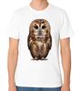 Realistic Tawny Owl Bird Art Illustration Nature Lover T-Shirt Unisex Tee