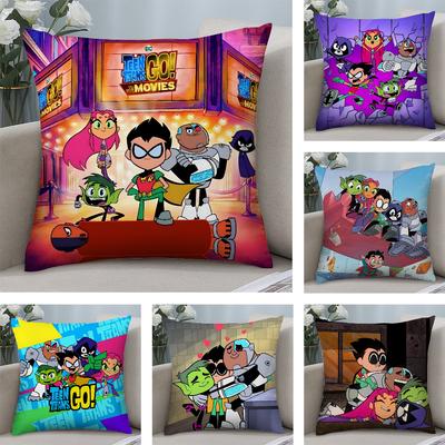 T-Teen T-Titans Go Kussenhoes Pluche Stof Zacht Dubbelzijdig Bedrukt Bank Kussenhoes Sierkussenhoezen