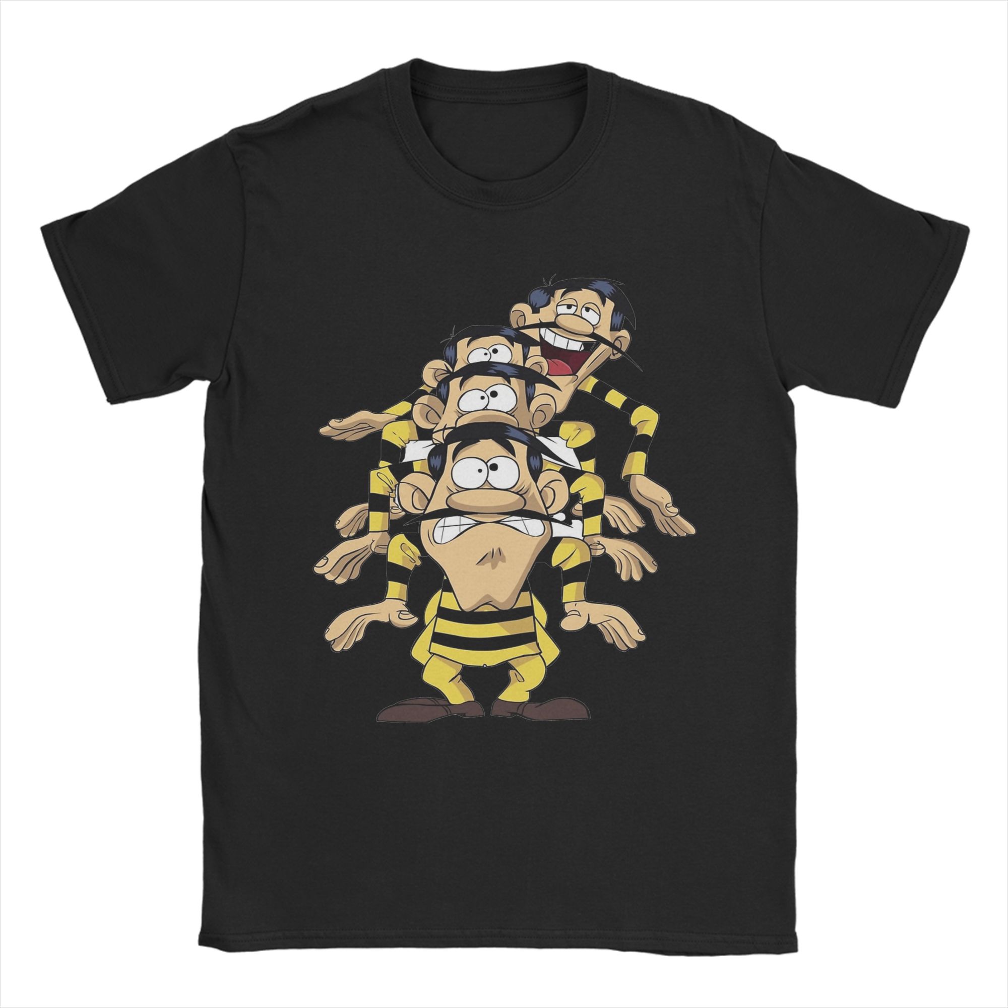 Die Daltons Lucky Luke T-Shirts Herren Baumwolle Lustiges T-Shirt Rundhals T-Shirts Kurzarm Kleidung Geschenkidee L