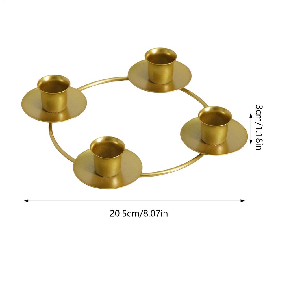 Gold Candle Holders Metal Round Display Stand Advent Wreath Candle Stick Holders for Home Kitchen Living Room Bedroom Farmhouse