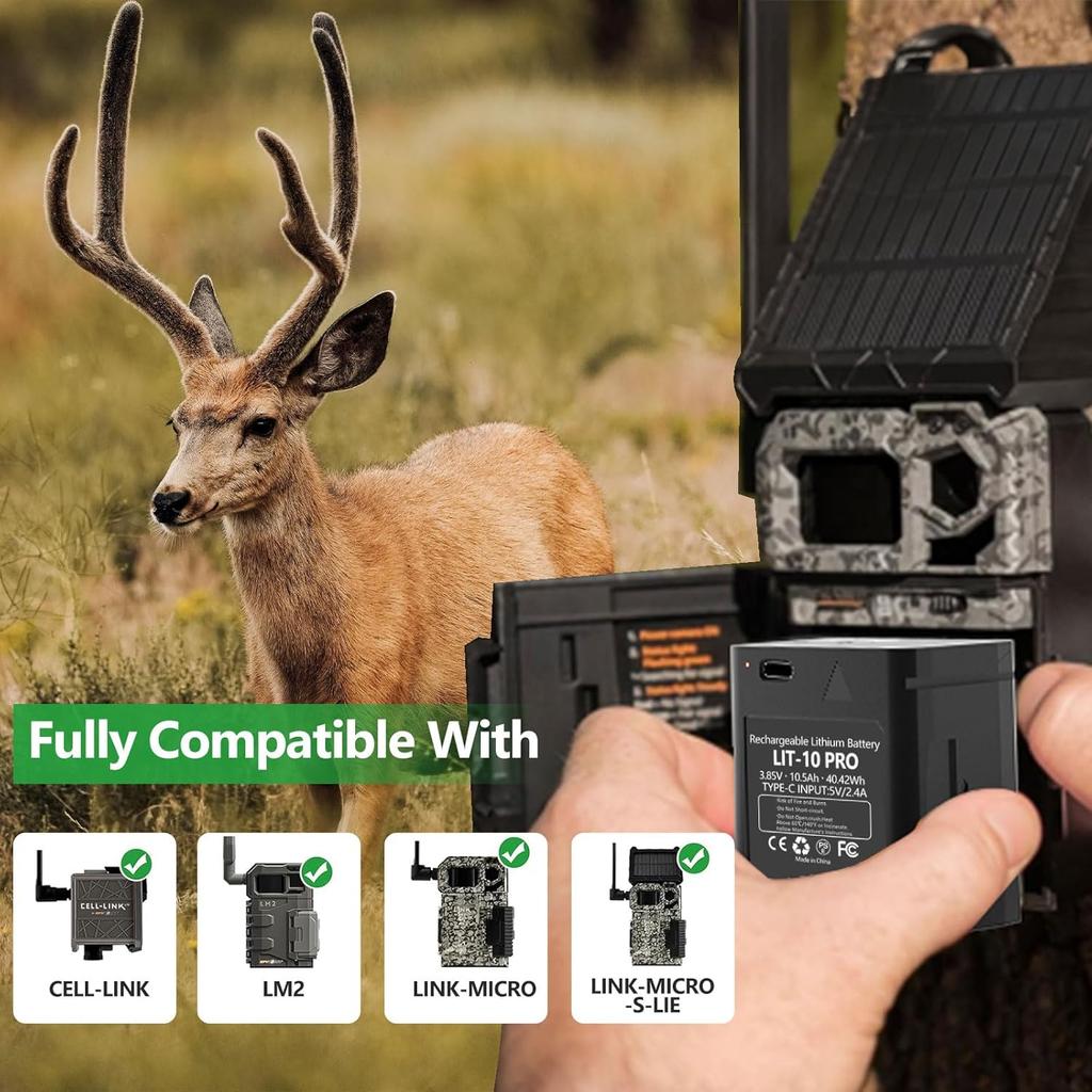 LIT-10Pro 10500mAh Cellular Trail Camera Replacement Battery for SPYPOINT LIT-10 Battery Compatible with SPYPOINT Cellular Hunting Trail Cameras