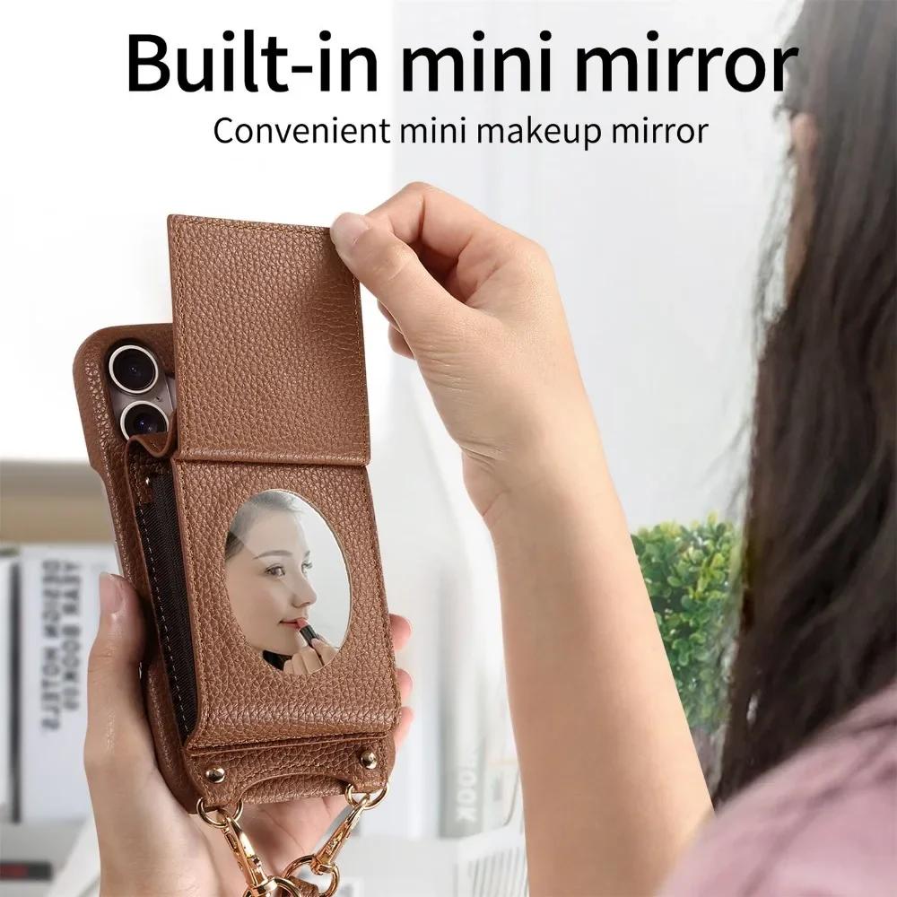 Leather Crossbody Phone Case for Samsung S25 S24 Ultra S23 S22 Plus A56 A36 A26 A16 A06 A55 A35 Wallet with Card Holder Cover