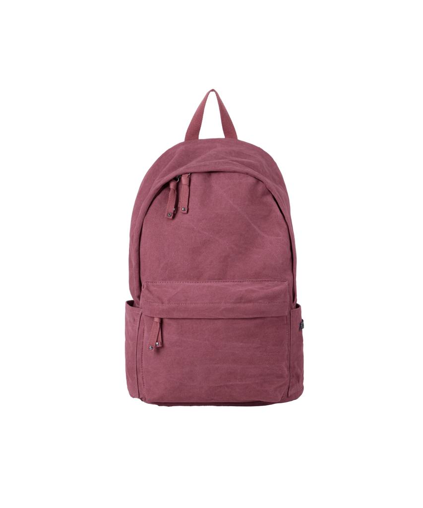 Leathery Varsity Cotton Backpack [Pink]