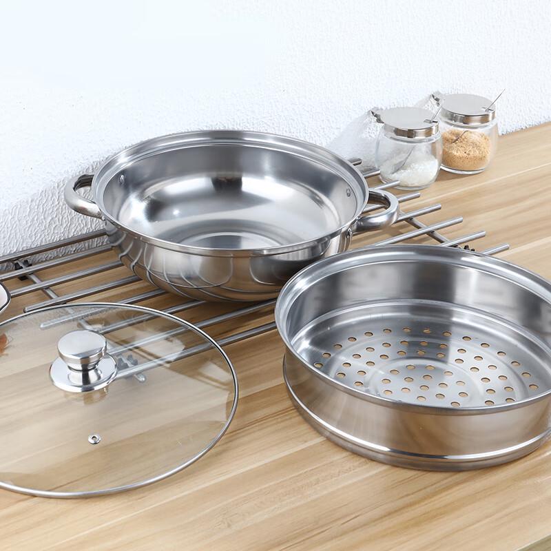 WODHO 28cm Double-Layer Stainless Steel Steamer