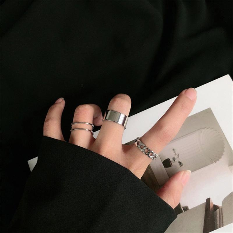 10Pcs Punk Gold Color Chain Rings Set For Women Girls Fashion Irregular Finger Thin Rings Gift  Female Knuckle Jewelry Party