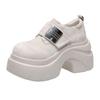 Kleine höhenverstärkende Plateauschuhe Retro vielseitige Slipper Damen 2025 Herbst neu europäischer und amerikanischer Stil Klettverschluss Einzelne Schuhe