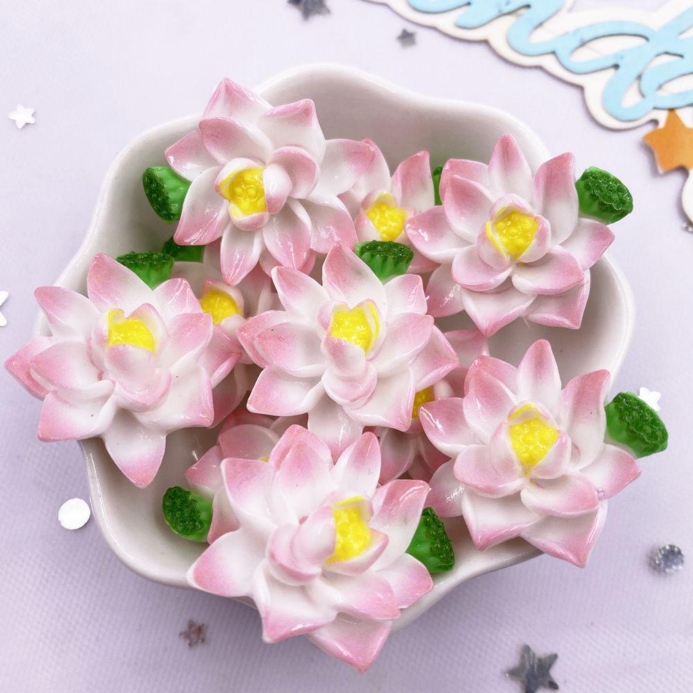 

10 ШТ. Смола Каваи Красочный Расписной Подсолнух Лотос Хризантема Плоская Спинка Цветок Камень Фигурка Скрапбукинг Бант Декор DIY Материалы для Рукоделия