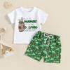 2 Stück Baby Jungen Sommeroutfits Kurzarm T-Shirt + Shorts mit Golfdruck Set Kleidung für Säuglinge
