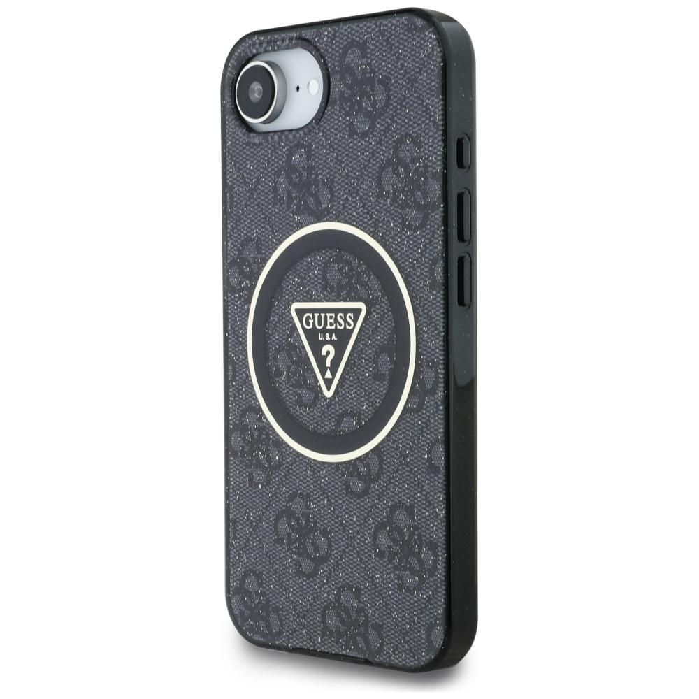 Etui Guess Iml Metal Glitter 4G Circle   Triangle Magsafe Do Iphone 16E Czarny
