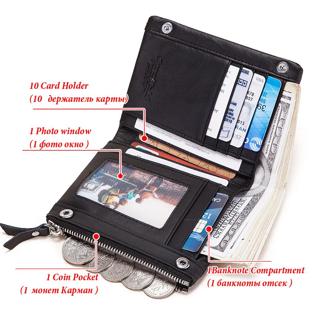 Humerpaul Herren-Geldbörse, RFID-Schutz, Anti-Diebstahl-Scan, männliches Leder, Biflod, kurze Geldbörse, Reißverschluss, Münzfach, lässige Geldtasche, BP-BP812-Schwarz