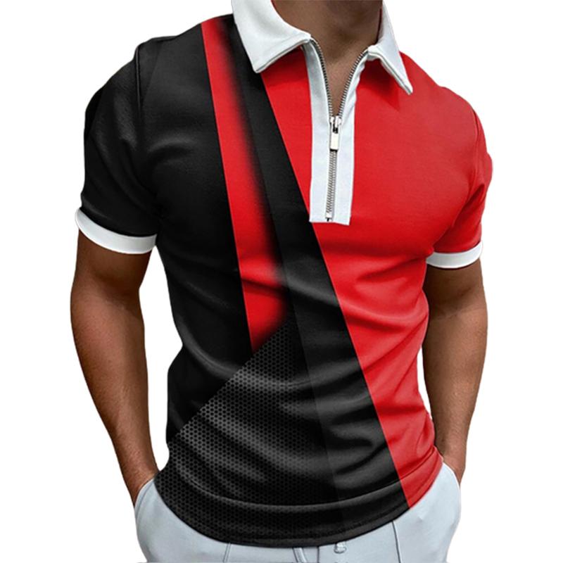 Neformální tričko s klopou Móda pro mladé pánské tričko Tričko s krátkým rukávem Tričko s krátkým rukávem Pánské tričko s 3D potiskem se zlatým pruhem