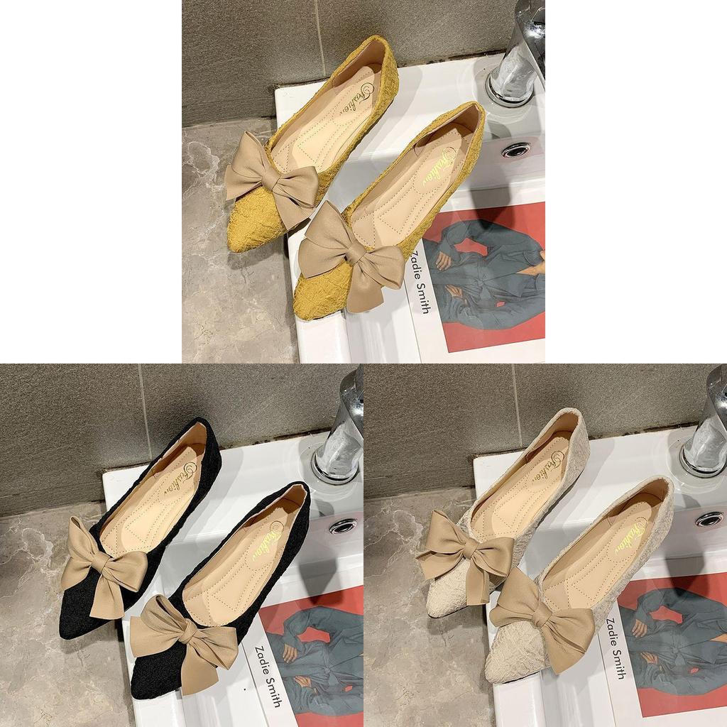 Womens Slipon Loafers With Butterfly Knot Pu Upper For Casual Daily Wear