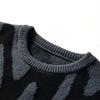 Neuer beliebter Herbst-Winter-Pullover mit unregelmäßigem Jacquard-Muster, lässiger Rundhalsausschnitt, Kontrastfarbe, gestrickter Herrenpullover