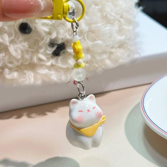 Keychain Pendant 3D Cat Beads Design Mini Size Keyring Keys Bags Phone Lanyard Versatile Hanging