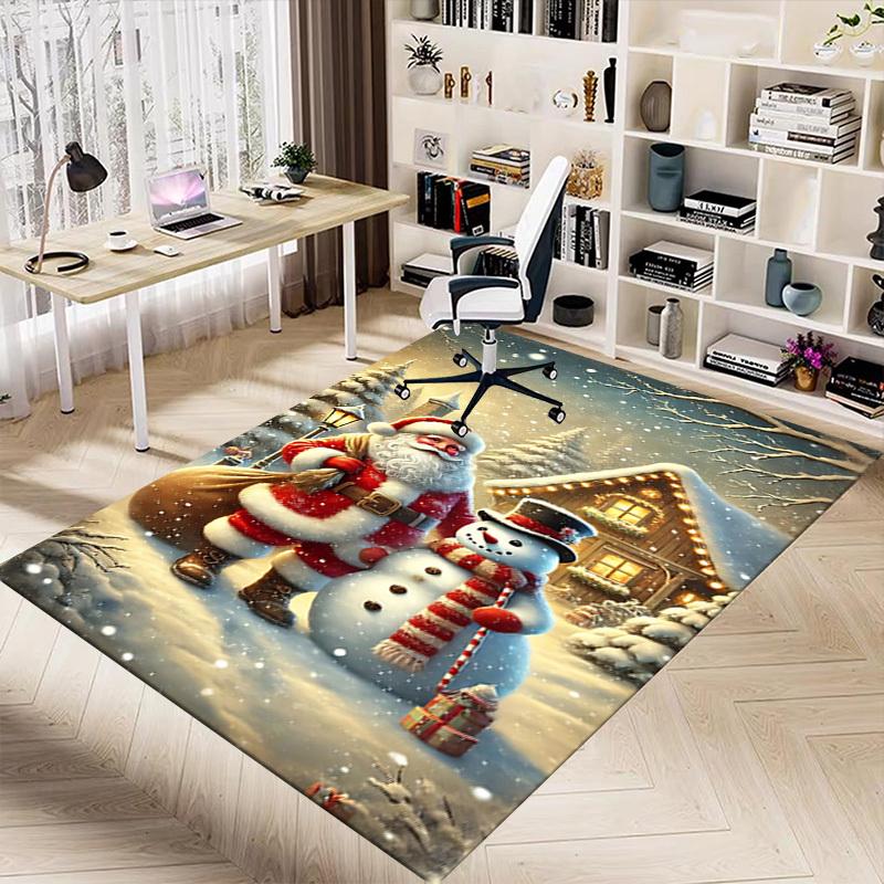 1 Stück Weihnachtsmann Schneemann Teppich Büro Teppich Außenmatte Heimdeko Bereichsteppich Festival Geschenk