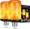 Upgraded LED Flame Light Bulbs 4 Modes Flickering Light Bulb with Upside Down Effect E27 Base Fire Bulb for Halloween, Christmas Decorations(2 Pack)